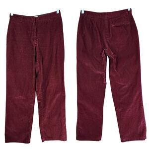 Eddie Bauer Corduroy Trousers 8P Petite‎ Women Burgundy Red Straight Leg 28x28